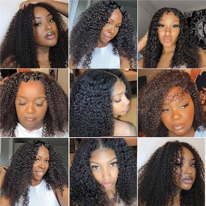 Ainmeys Curly V Part Wigs Kinky curly V Shape Wigs for Black Women No Leave Out Upgrade U Part Wigs Glueless Full Head Clip In Half Wigs(10IN 180%)