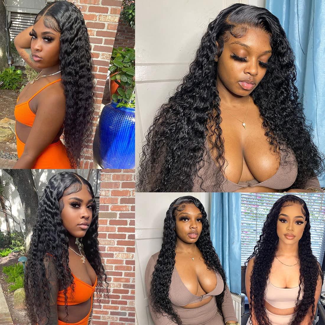 Healthair Deep Wave Lace Front Wig 360 Lace Front Wigs Human Hair Pre Plucked Human Hair Wigs for Black Women(16inch, Deep 360 Wig)