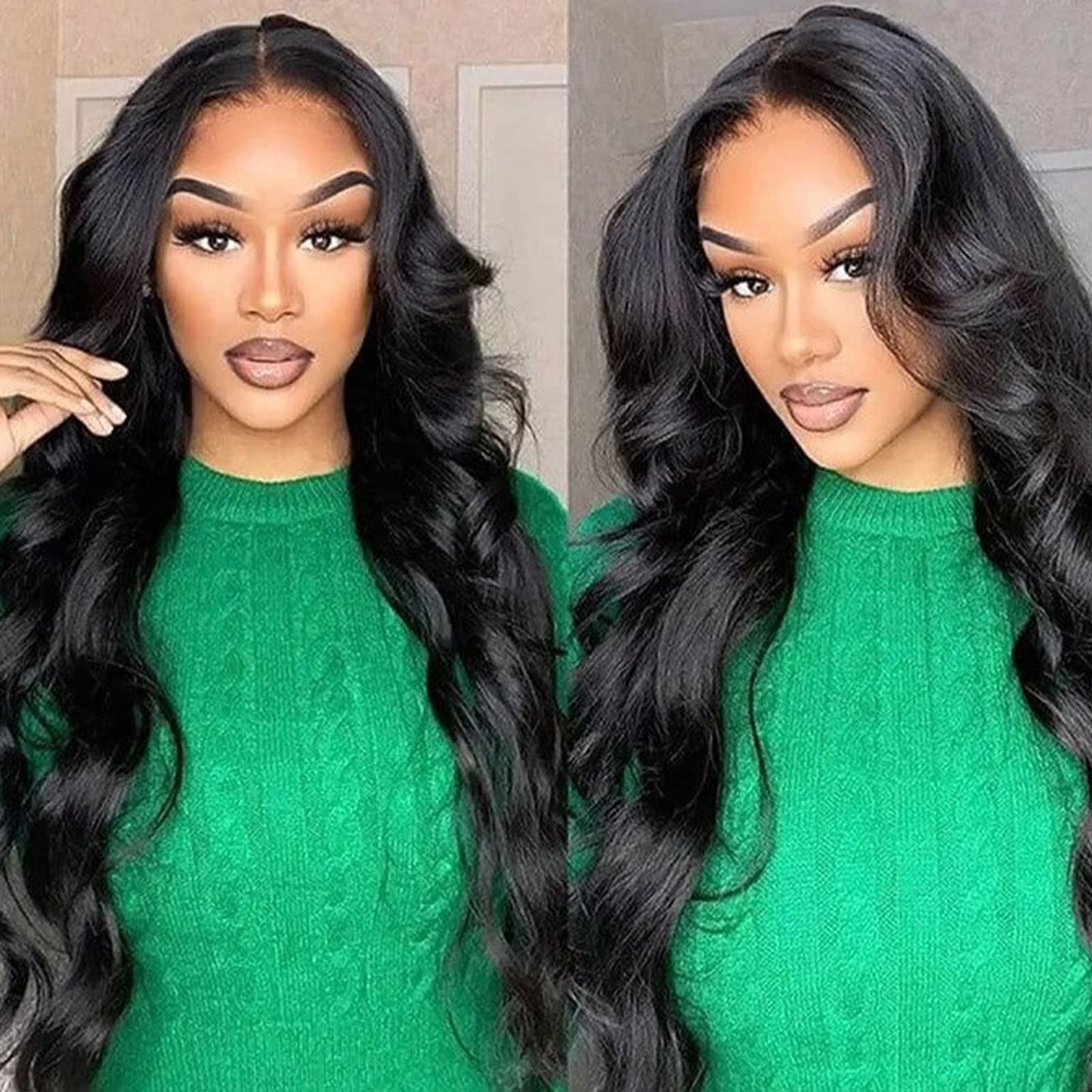 MUZOJET Glueless Wigs Human Hair Pre Plucked Human Hair Wigs for Black Women HD Body Wave Lace Front Wigs Human Hair 180 Density 13x6 Lace Front Wigs Human Hair Pre Plucked 10A long black wig 22 Inch