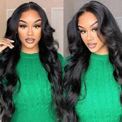 MUZOJET Glueless Wigs Human Hair Pre Plucked Human Hair Wigs for Black Women HD Body Wave Lace Front Wigs Human Hair 180 Density 13x6 Lace Front Wigs Human Hair Pre Plucked 10A long black wig 22 Inch