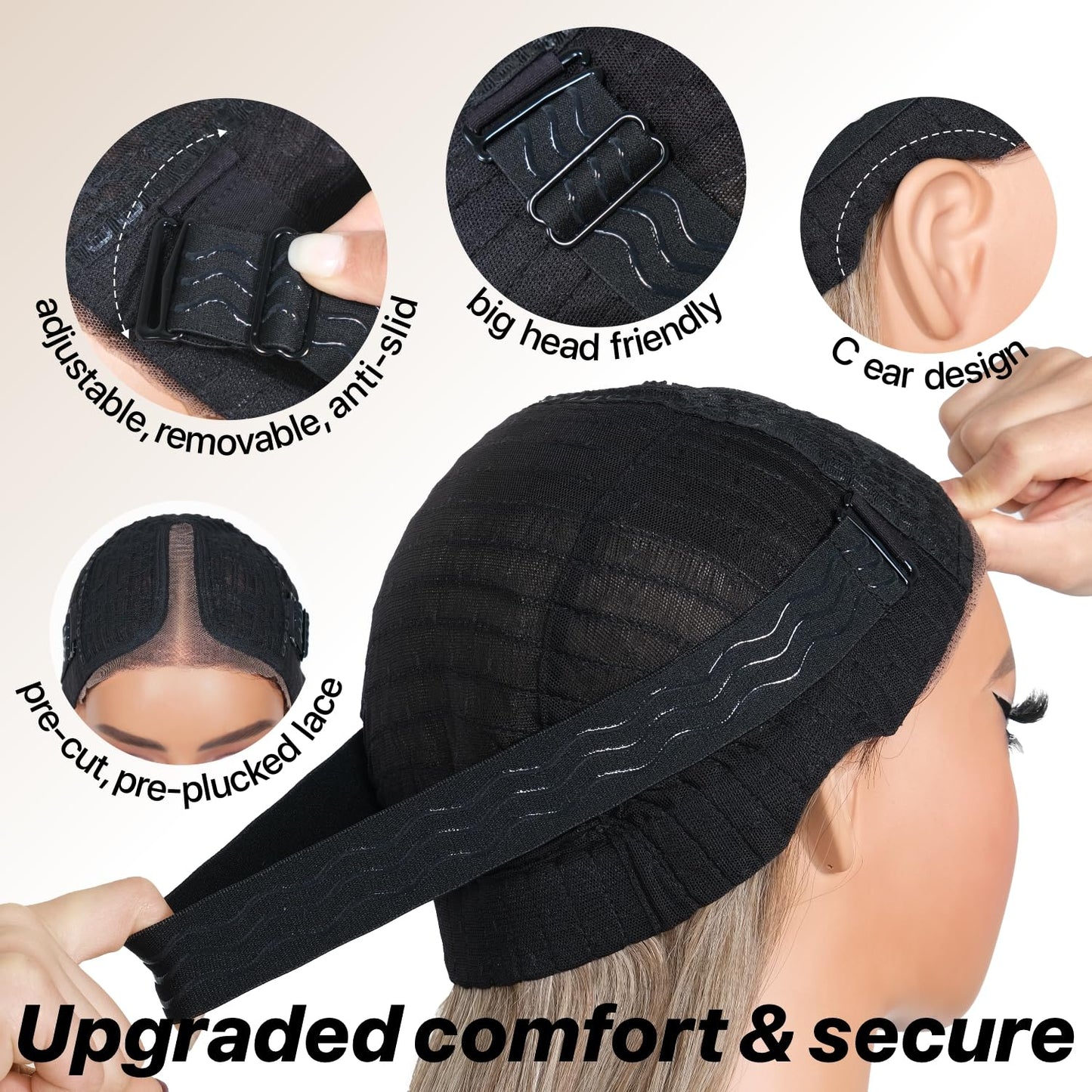 BrownBomb Black Wear and Go Glueless Wigs Pre Plucked Pre Cut for Beginners Long Layered Straight Synthetic Lace Front Wigs with bangs 26 Inch Natural 1B 3 Seconds to Wear for Beginners