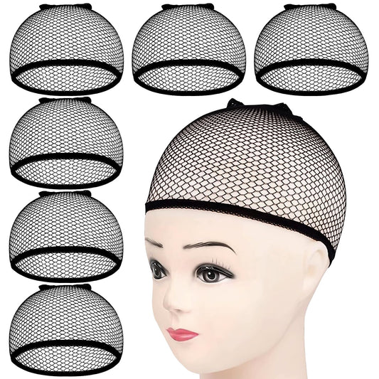 MORGLES 6PCS Wig Cap Non Slip, Black Mesh Net Wig Caps for Women Men, Kids, Weaving Hair Net Close End Fishnet