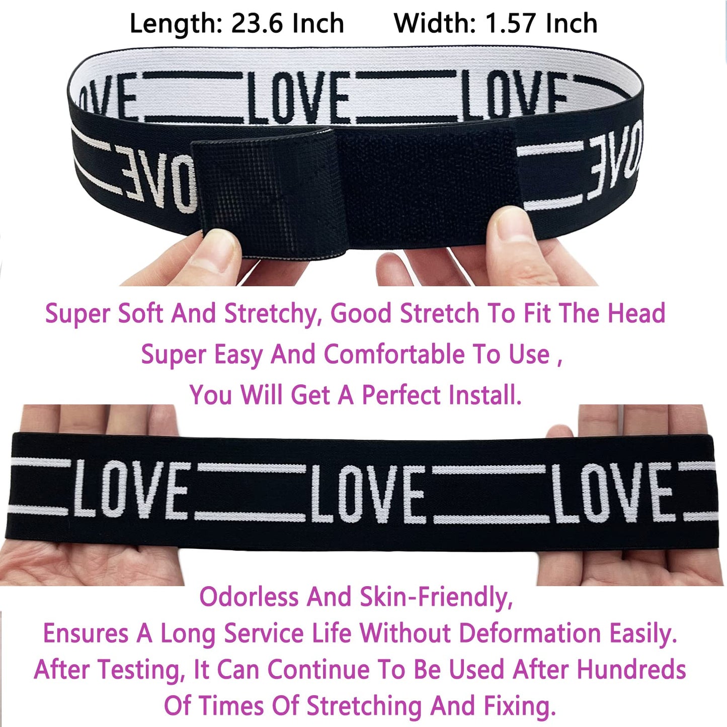 Iraatraa Elastic Bands For Wig 5 Piece Set, Latex And Nylon Lace Front Hairband, Melting Band For Keeping Wigs In Place, Suitable for Women, Great Value, Black and White Colors