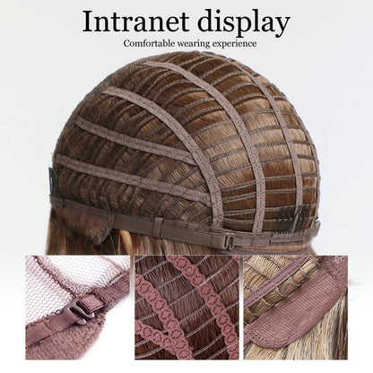 HAIRCUBE Brown Bob Wig Short Hair Wigs for Women Highlight Heat Resistant Fibre Synthetic Wig Natural Looking 10 Inch