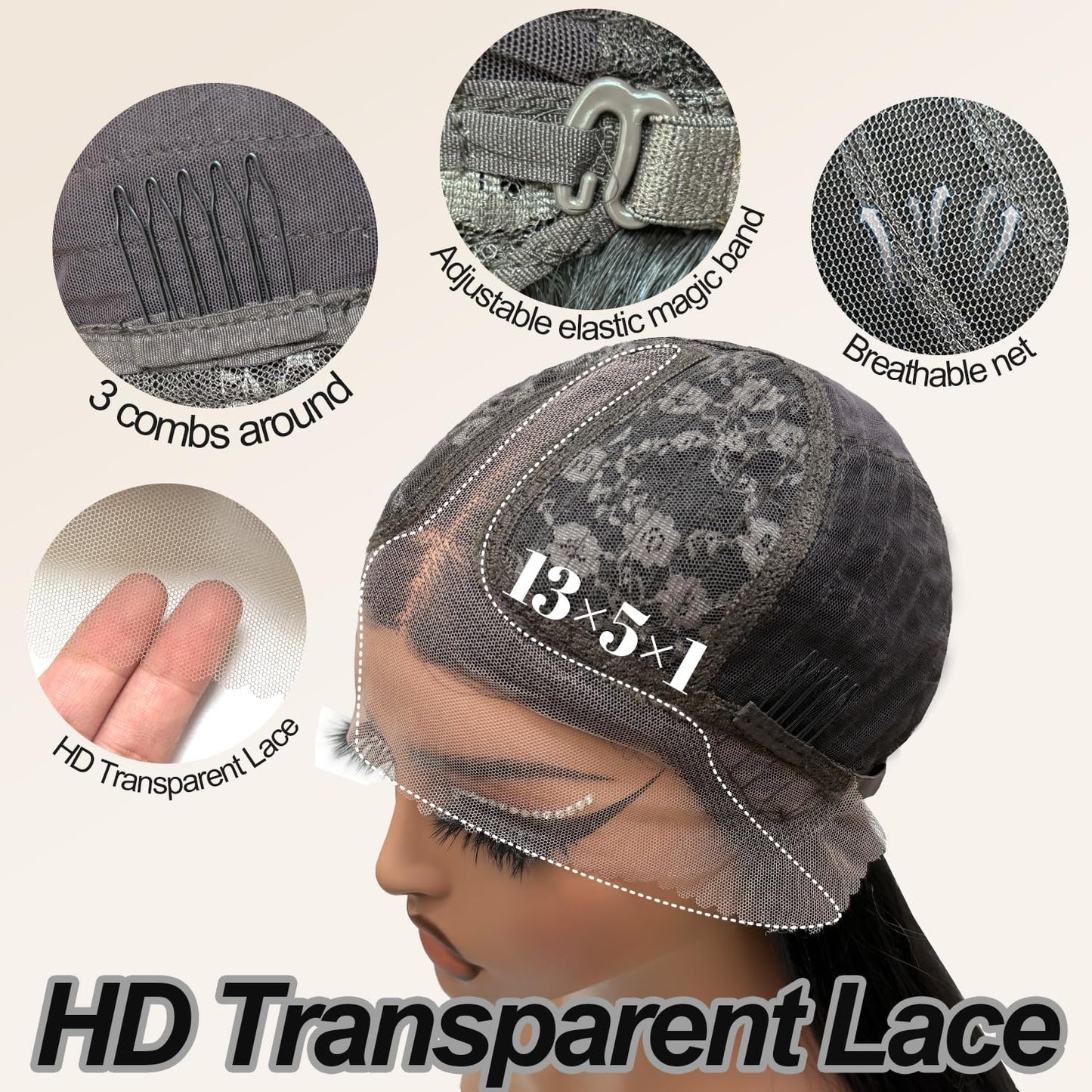 Glueless Synthetic Lace Front Wig 26 Inches Long Straight Black Wigs for Black Women 13x5x1 HD Lace Hand Tied Pre Plucked Hairline (#1B Natural Black, 26 Inch)