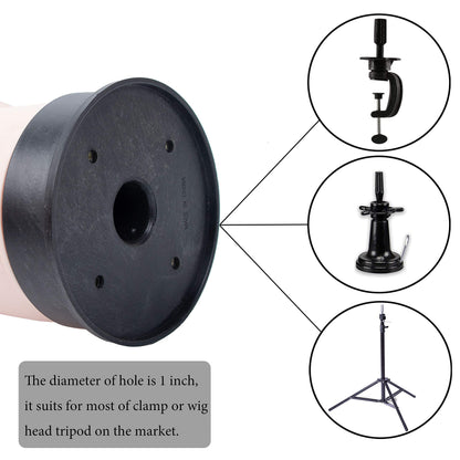 BHD BEAUTY Bald Mannequin Head Beige Female Professional Cosmetology for Wig Making, Display wigs, eyeglasses, hairs with T pins 22"