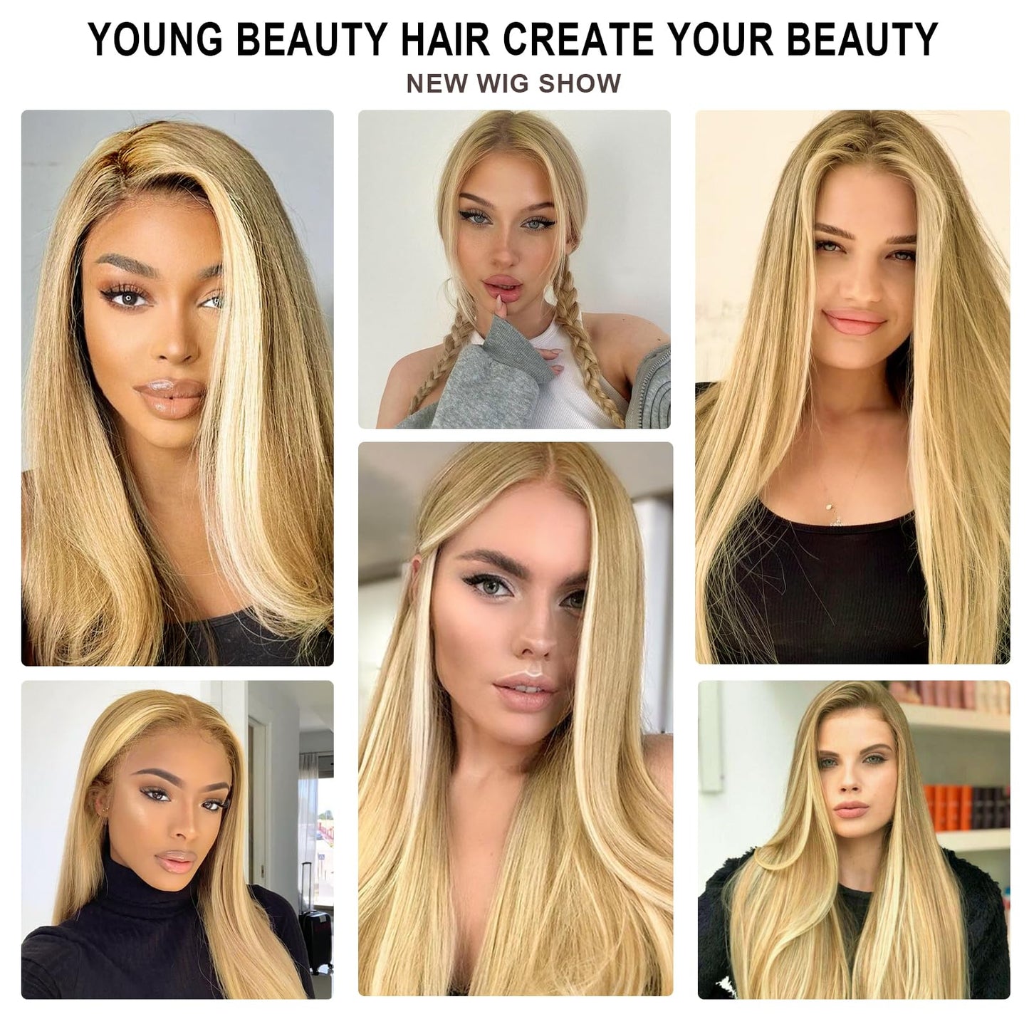 Xinran Long Blonde Wigs For Women Light Blonde and White with Highlights Lace Wig Middle Part Hairline Synthetic Full Wig Natural Looking Daily Use 30 Inch