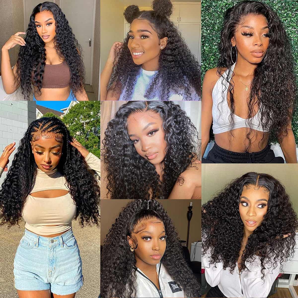 13x4 Lace Front Wigs Human Hair Pre Plucked 180 Density Brazilian Wet and Wavy Human Hair Wigs for Black Women Glueless Curly Lace Frontal Wig Natural Color (12 Inch)