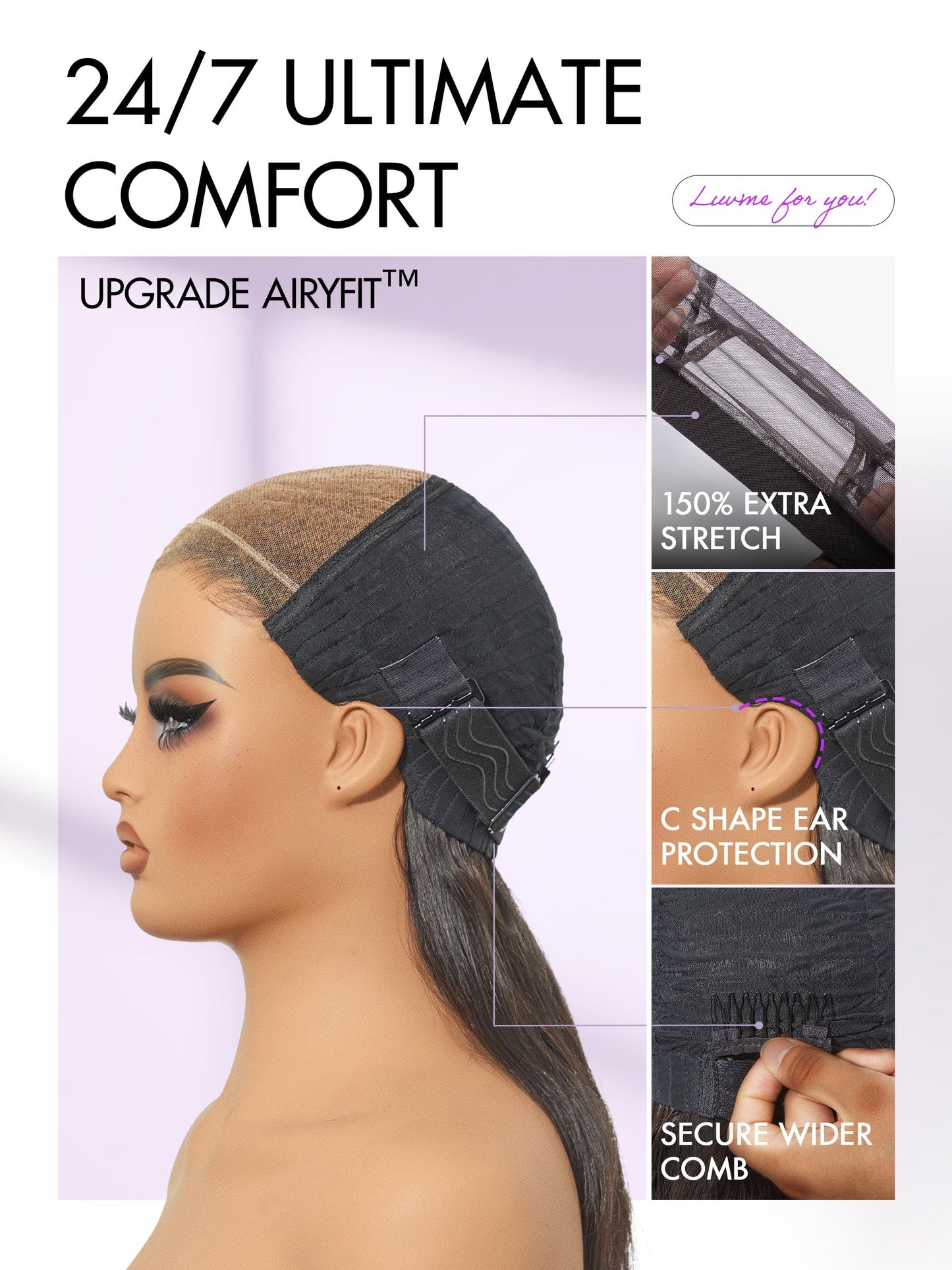 LUVME HAIR All-Day Comfort Wig Real Glueless 7x6 HD Lace 200% Density Hair Loose Body Wave PartingMax Lace Wigs Lace Front Wigs Human Hair Pre Cut Plucked Lace Frontal Glueless 26 Inches Natural Black