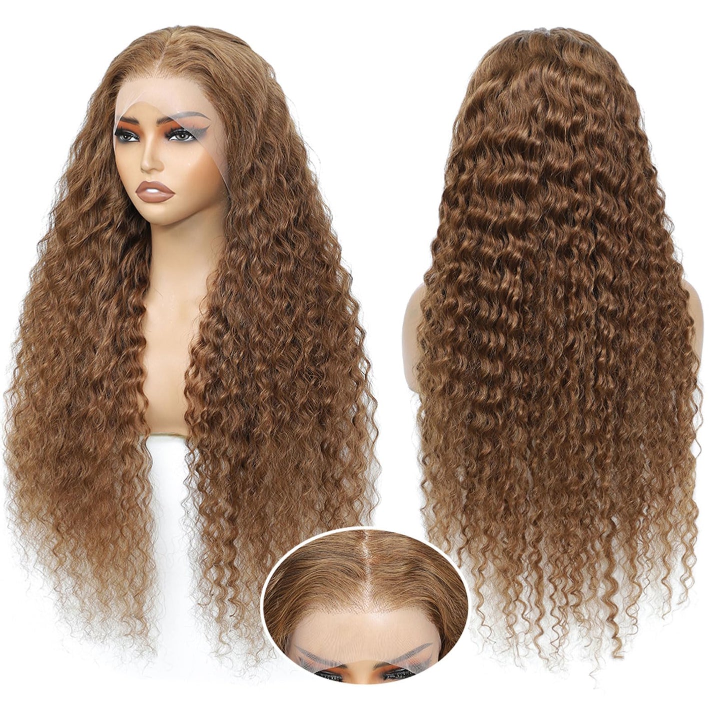 13x6 Chocolate Brown Deep Wave Lace Front Wig Human Hair Wig for Women 180% Density HD Deep Curly Lace Frontal Wigs Human Hair Pre Plucked with Baby Hair Brown Colored (Chocolate Brown, 32 Inch)