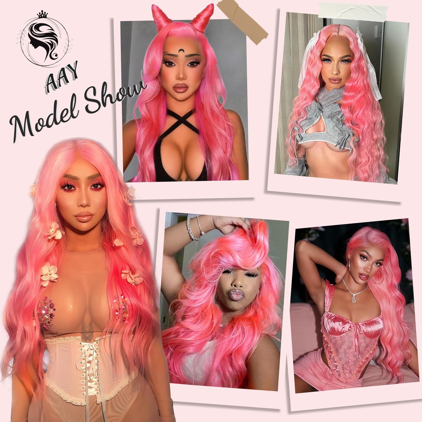 AAY Pink Lace Front Wig Human Hair 200 Density Body Wave 13x4 HD Lace Front Wigs Human Hair Pre Plucked With Baby Hair Pink Human Hair Wig Color Lace Frontal Wigs For Women 22 Inch