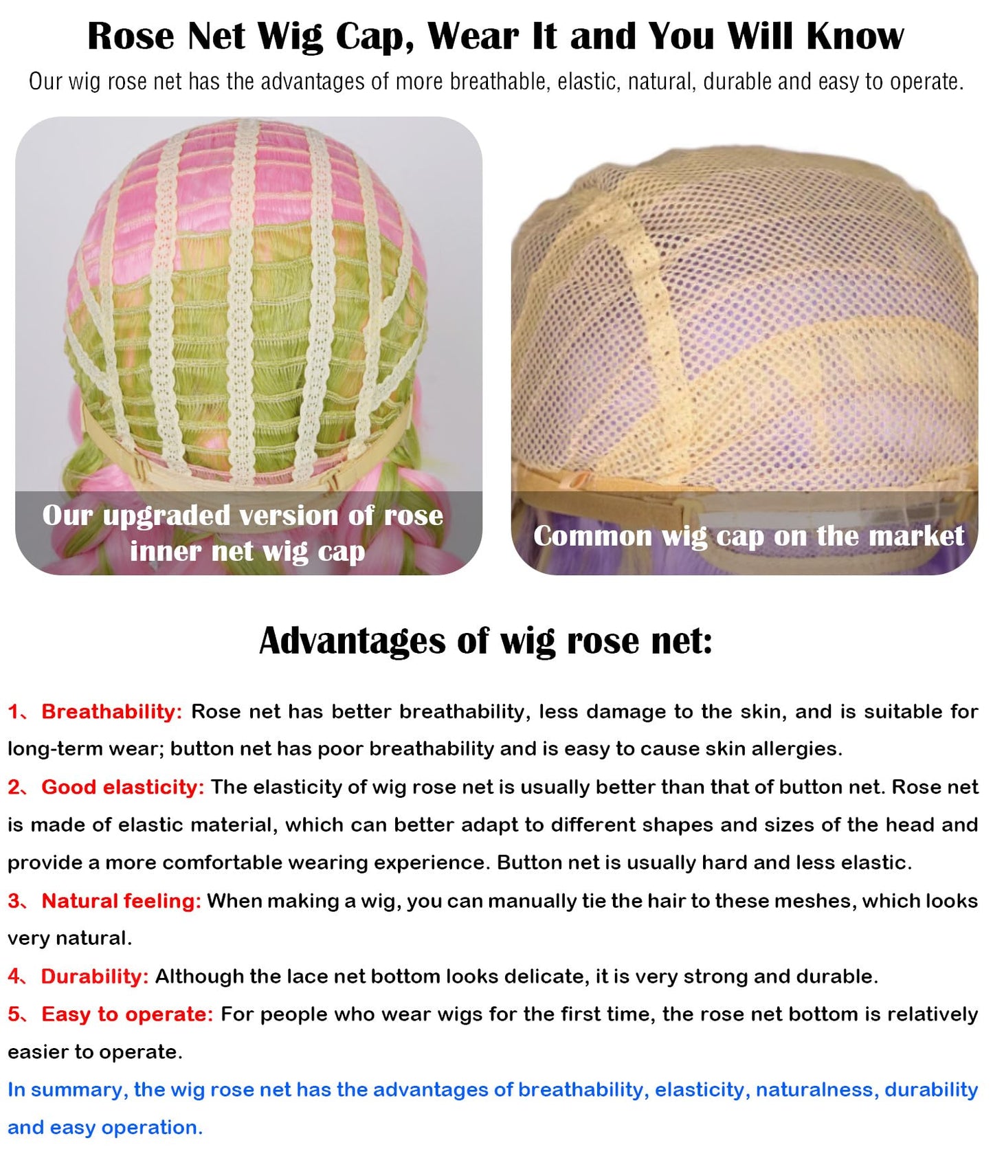 Max Beauty Anime Pink and Green Wig for Mitsuri Cosplay Braided Hair Wig with Pigtails Halloween Party + Cap