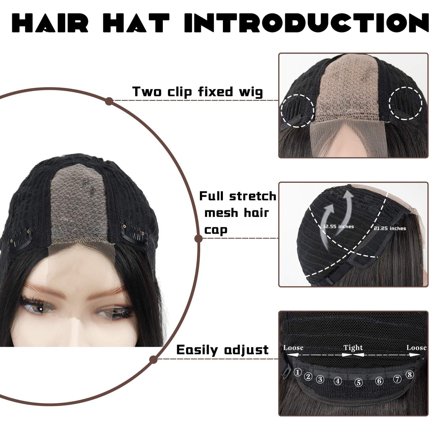 Xinran Long Straight Black Wigs for Women, Synthetic Black Straight Wig, Looking Natural Black Long Hair Wigs 30 inch(Black)