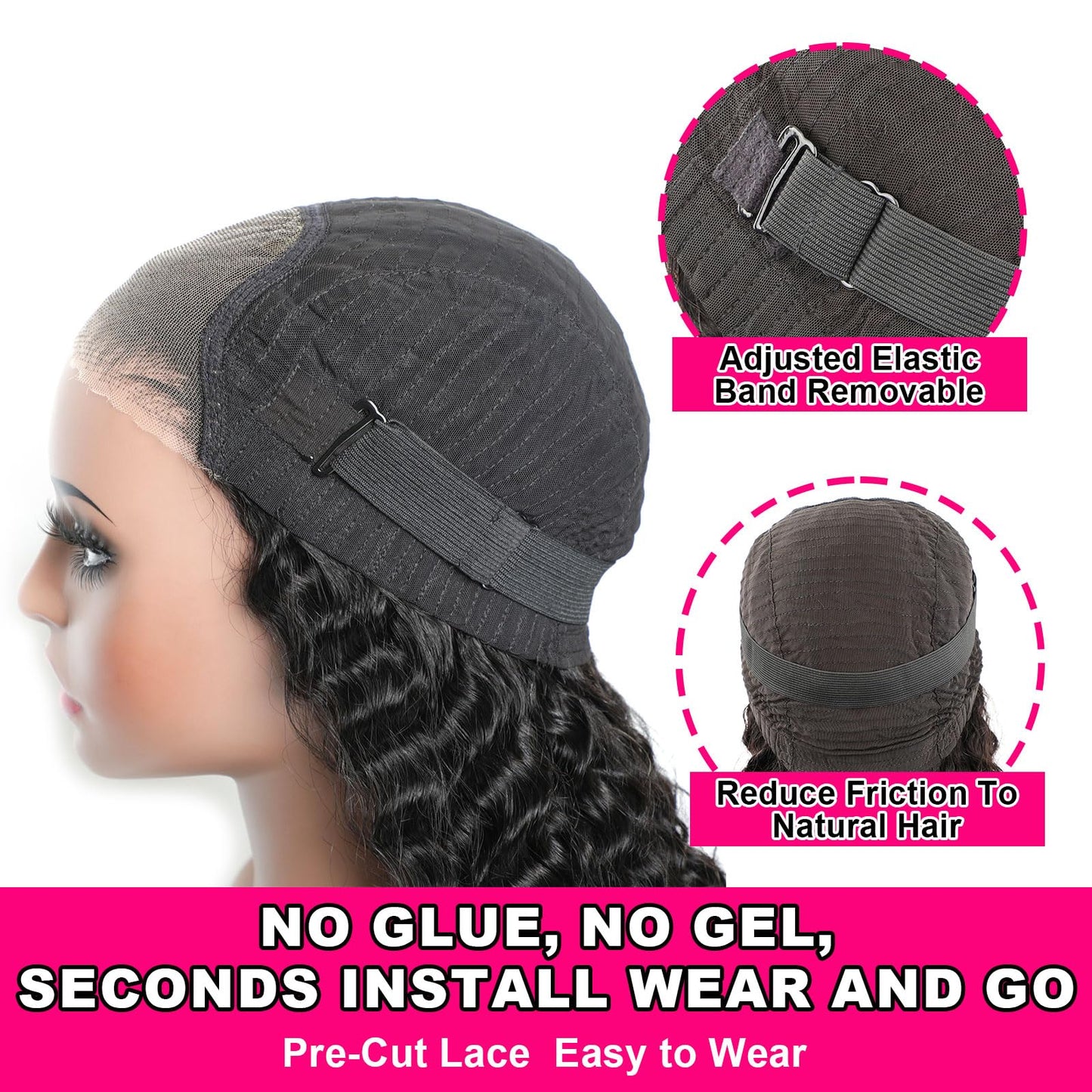 ISEE Hair Wear and Go Glueless Wig for Beginners Wigs Deep Wave Glueless Wigs Human Hair Pre Plucked New Upgraded No Glue 6x4 HD Lace Closure Wigs Human Hair for Black Women with Baby Hair 18 Inch