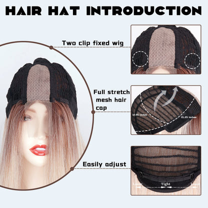 Xinran Straight Blonde Ombre Wigs for Women, Long Straight Blonde Wig Small Area Lace Front, Synthetic Ombre Blonde Wig 30 Inch for Cosplay Daily Party