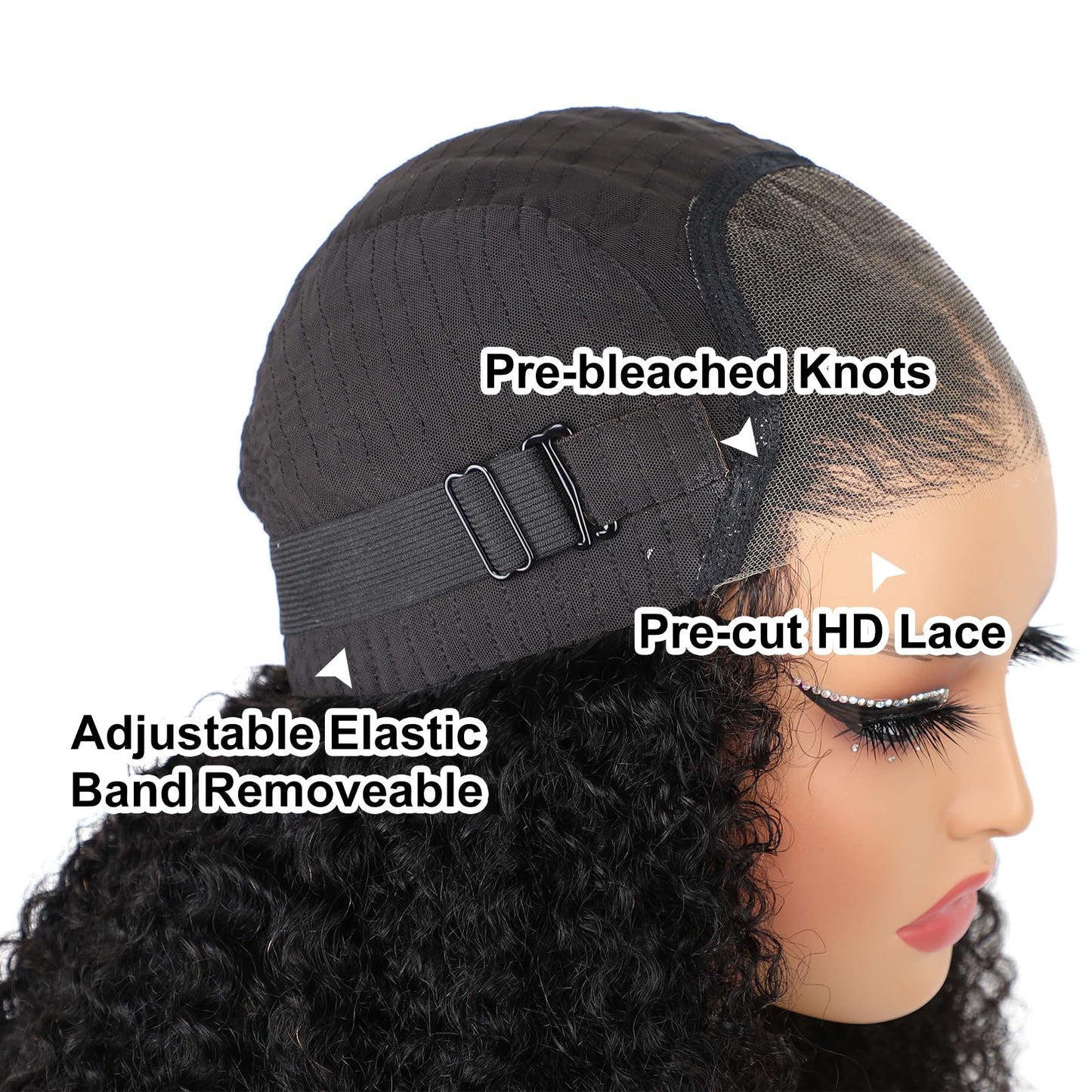 ISEE Wear and Go Glueless Wig Afro Kinky Curly Lace Front Wigs Human Hair 7x5 HD Lace Afro Curly Wigs for Women Lace Pre Cut Glueless Wigs Human Hair Pre Plucked 20 Inch