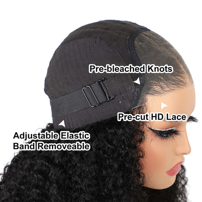 ISEE Wear and Go Glueless Wig Afro Kinky Curly Lace Front Wigs Human Hair 7x5 HD Lace Afro Curly Wigs for Women Lace Pre Cut Glueless Wigs Human Hair Pre Plucked 20 Inch