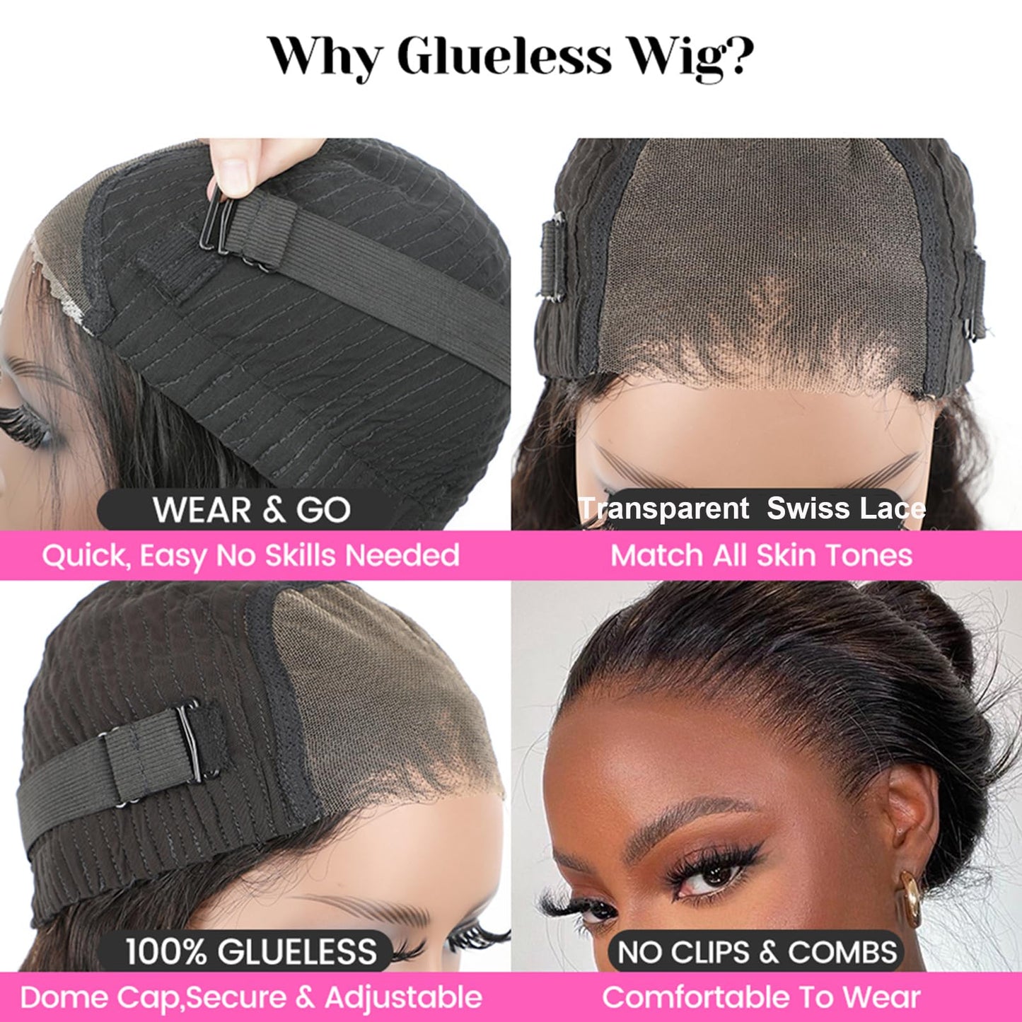 ISEE Wear and Go Glueless Wigs Bob Wigs Human Hair Pre Plucked Water Wave Lace Front Wigs Human Hair Upgraded No Glue Transparent Lace Closure Wigs Human Hair for Women Natural Black 12 Inch