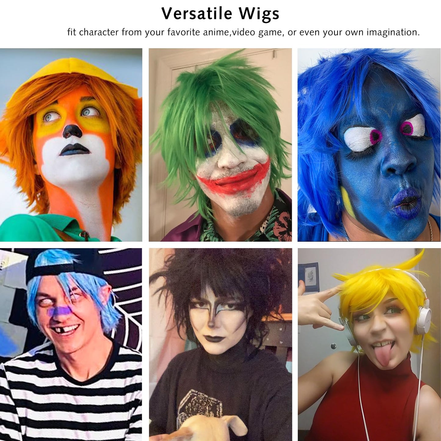 Modernfairy Anime Halloween Wig Dark Black for Cosplay Party, Synthetic Layered Short Hair Wigs with Bangs, Pastel Wigs for Women Men