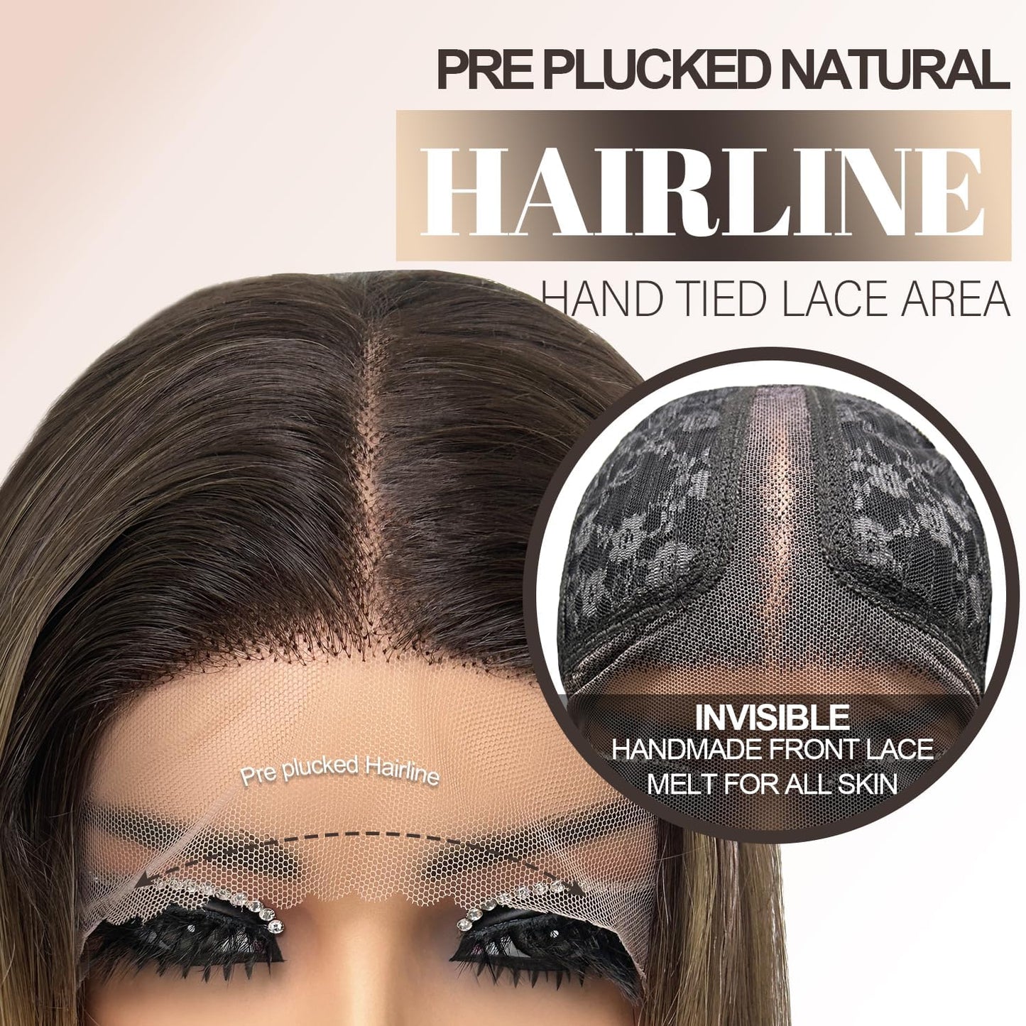 Glueless Synthetic Lace Front Wig 26 Inches Pre Plucked 13x5x1 Straight HD Lace Wigs for Black Women (4/27 Highlight, 26 Inch)