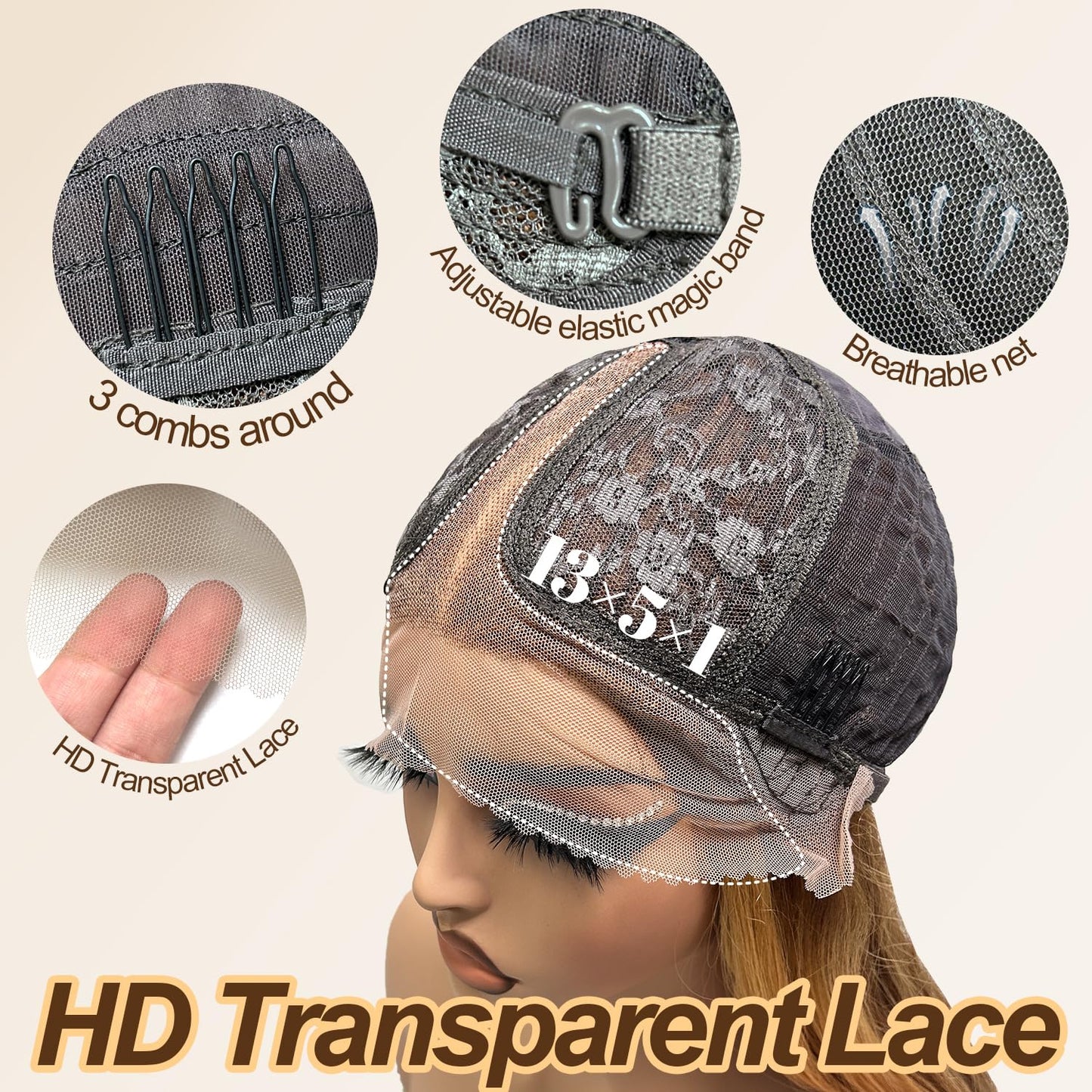 Glueless Synthetic Lace Front Wig 26 Inches Long Straight Honey Blonde Wigs for Black Women 13x5x1 HD Lace Hand Tied Pre Plucked Hairline (27/30 Honey Blonde, 26 Inch)