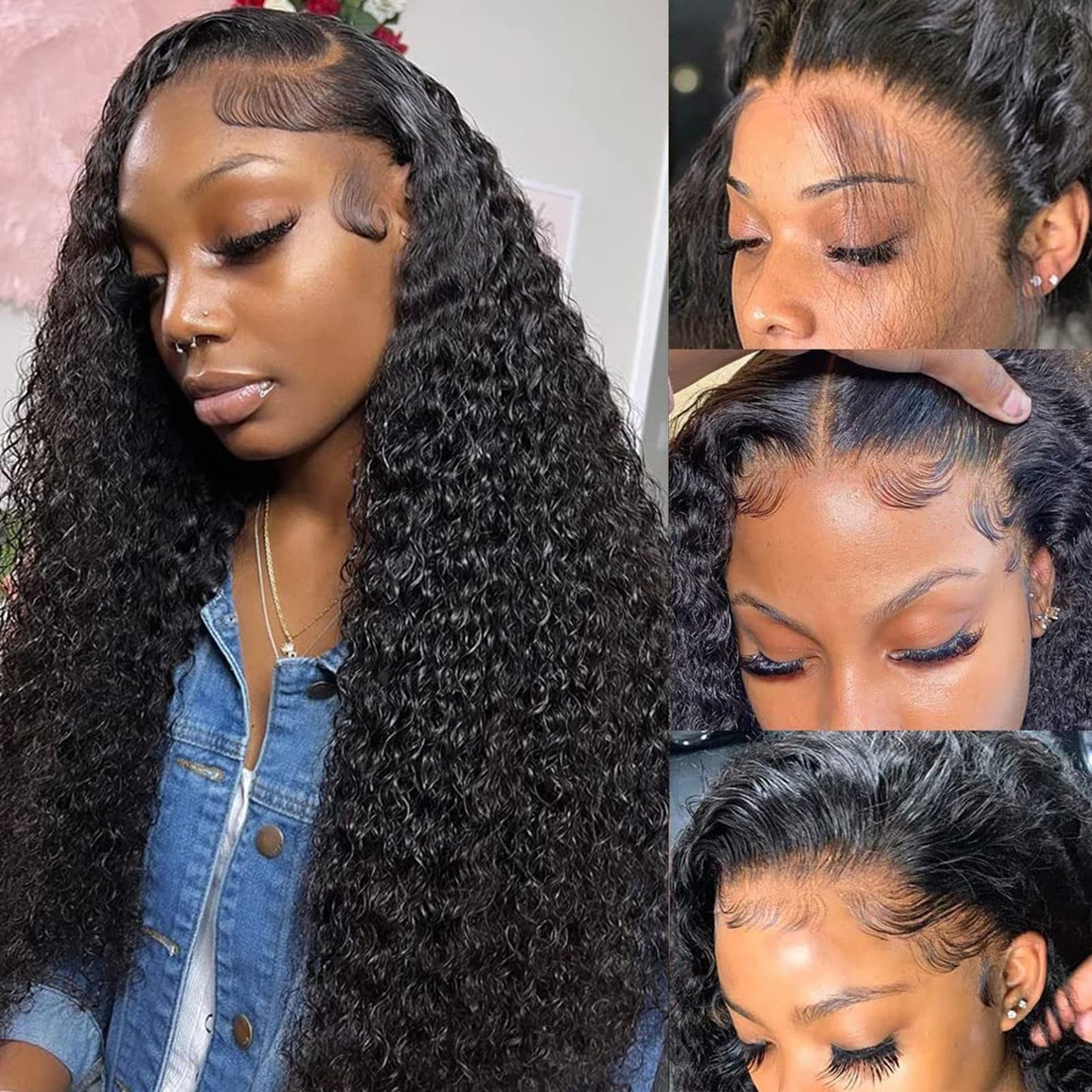 Ysxbui Deep Wave Lace Front Human Hair Wig - Pre-Plucked 180 Density 13x4 Curly HD With Natural Hairline - Wet and Wavy Glueless for Women (20 Inch)