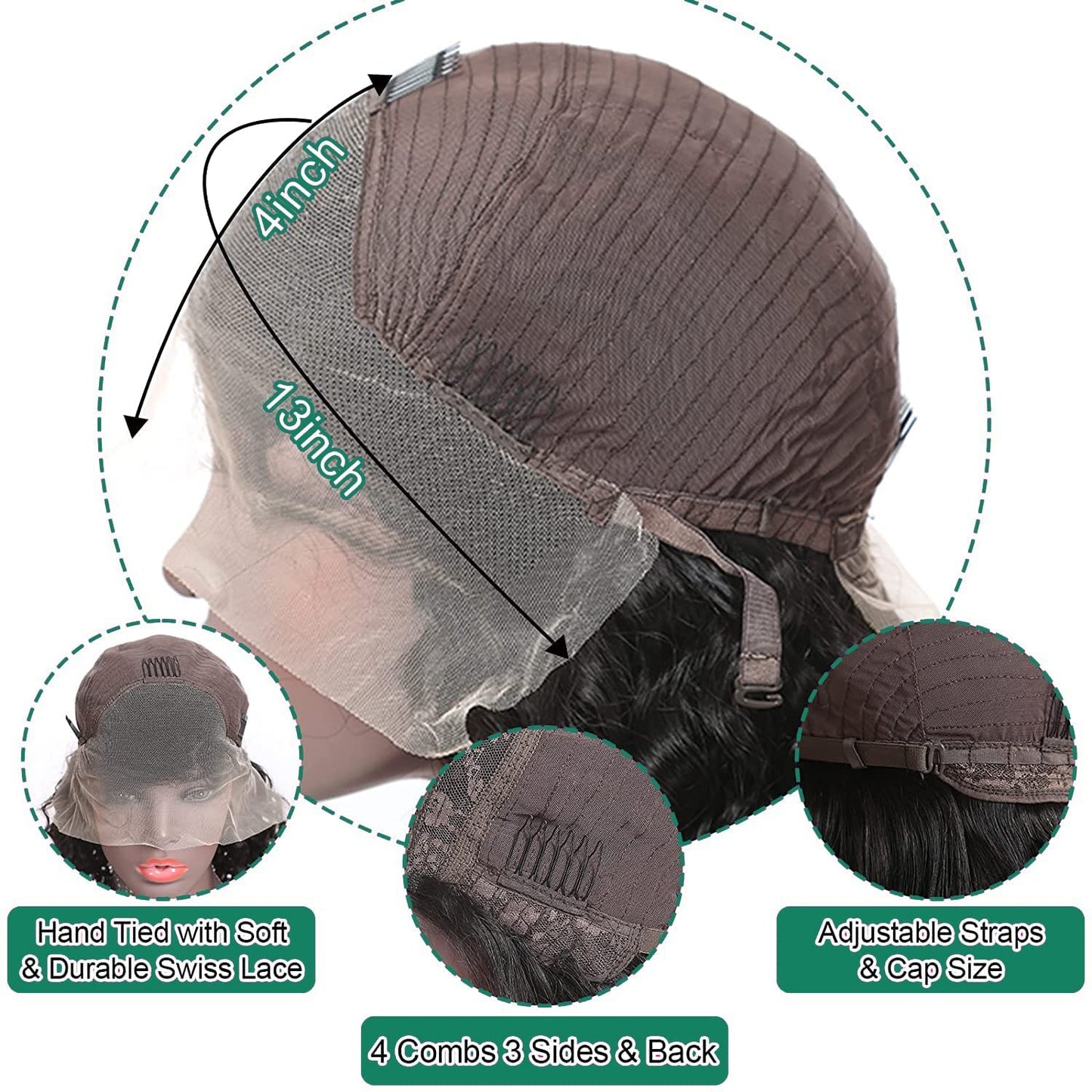 Douyin Body Wave Lace Front Wigs Human Hair Pre Plucked 18 Inch 180% Density 13x4 HD Lace Front Wigs For Women Glueless Transparent Human Hair Wig Natural Black Color