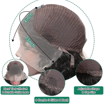 Douyin Body Wave Lace Front Wigs Human Hair Pre Plucked 18 Inch 180% Density 13x4 HD Lace Front Wigs For Women Glueless Transparent Human Hair Wig Natural Black Color