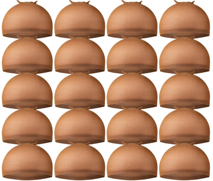 Teenitor Wig Caps, 20 Pack Stretchy Nylon Skin Tone Wig Application Caps for Women and Men - Brown