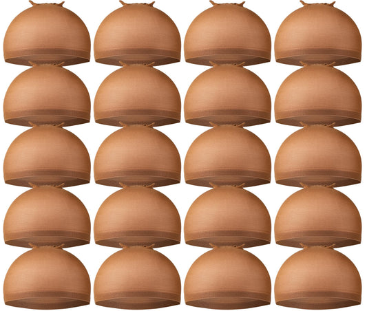 Teenitor Wig Caps, 20 Pack Stretchy Nylon Skin Tone Wig Application Caps for Women and Men - Brown