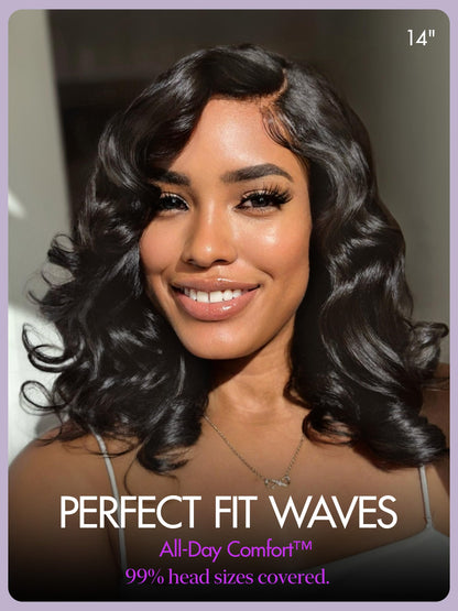 LUVME HAIR 100% Human Hair Wigs Loose Wave Glueless Lace Front 14 Inches, Pre Cut Plucked Hd Lace Short Wig Ready To Go Natural Color Straight Bleached Knots Side Part Black Wigs