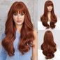 HAIRCUBE Auburn Wigs with Bangs Synthetic Women's Wig Long Wavy Layered Heat-Resistant Wig for Daily Use Natural and comfortable