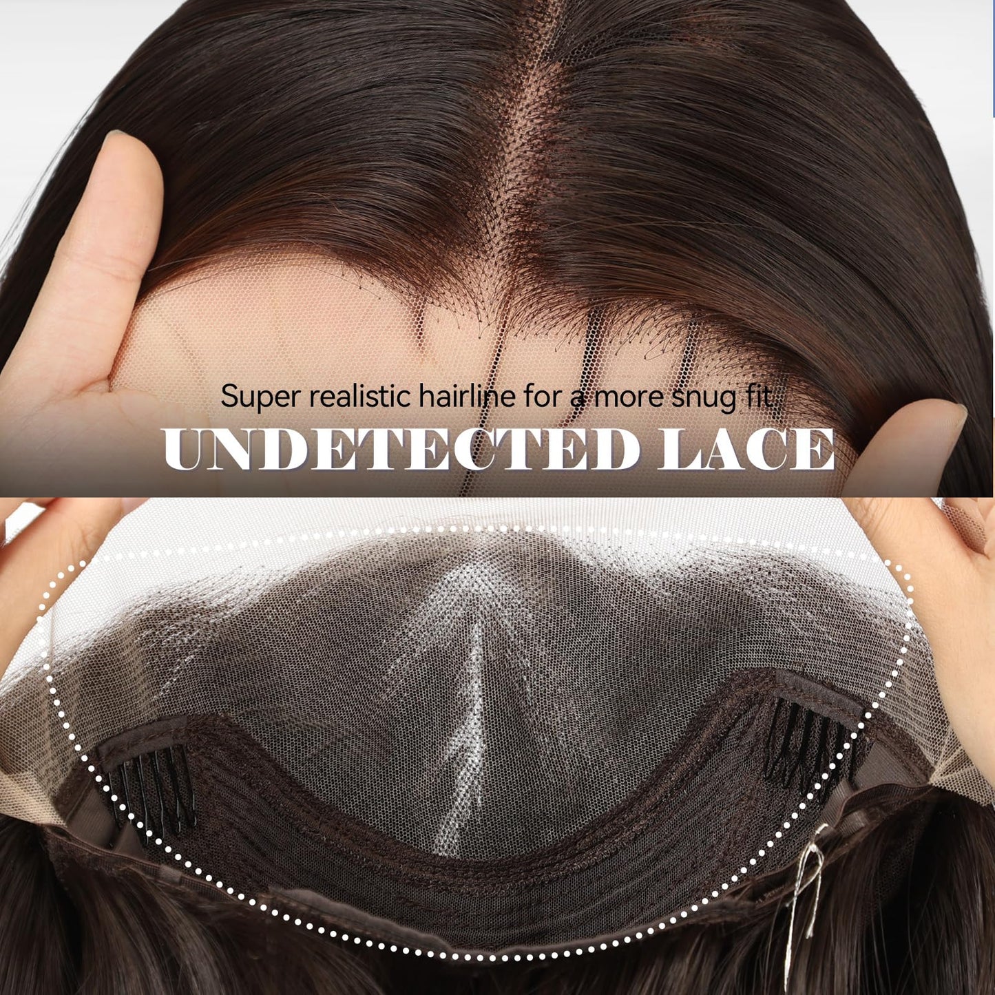 HAIRCUBE 13x4 Lace Front Wig Dark Brown Bob 16 Inch Synthetic Wigs - Glueless HD Wig for Women, Shoulder Length Natural Look Everyday Use