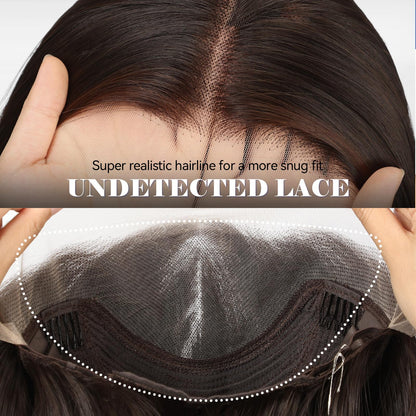 HAIRCUBE 13x4 Lace Front Wig Dark Brown Bob 16 Inch Synthetic Wigs - Glueless HD Wig for Women, Shoulder Length Natural Look Everyday Use