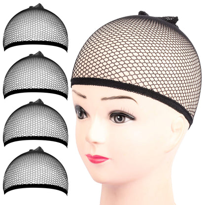 Fandamei Wig Cap, 4PCS Black Mesh Wig Cap Net, Closed End Hair Mesh Net Wig Caps, Liner Weaving Caps for Women, Men, Kids