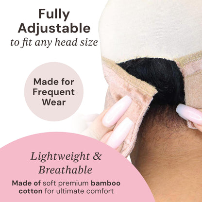 MILANO COLLECTION Lace Wig Grip Cap for Women, Adjustable Wig Caps for Women Non Slip with Headband to Secure Lace Top Perfectly in Place, One Size Fits All, Nude