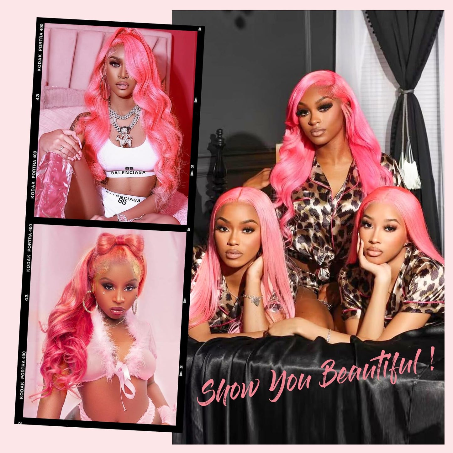 AAY Pink Lace Front Wig Human Hair 200 Density Body Wave 13x4 HD Lace Front Wigs Human Hair Pre Plucked With Baby Hair Pink Human Hair Wig Color Lace Frontal Wigs For Women 22 Inch