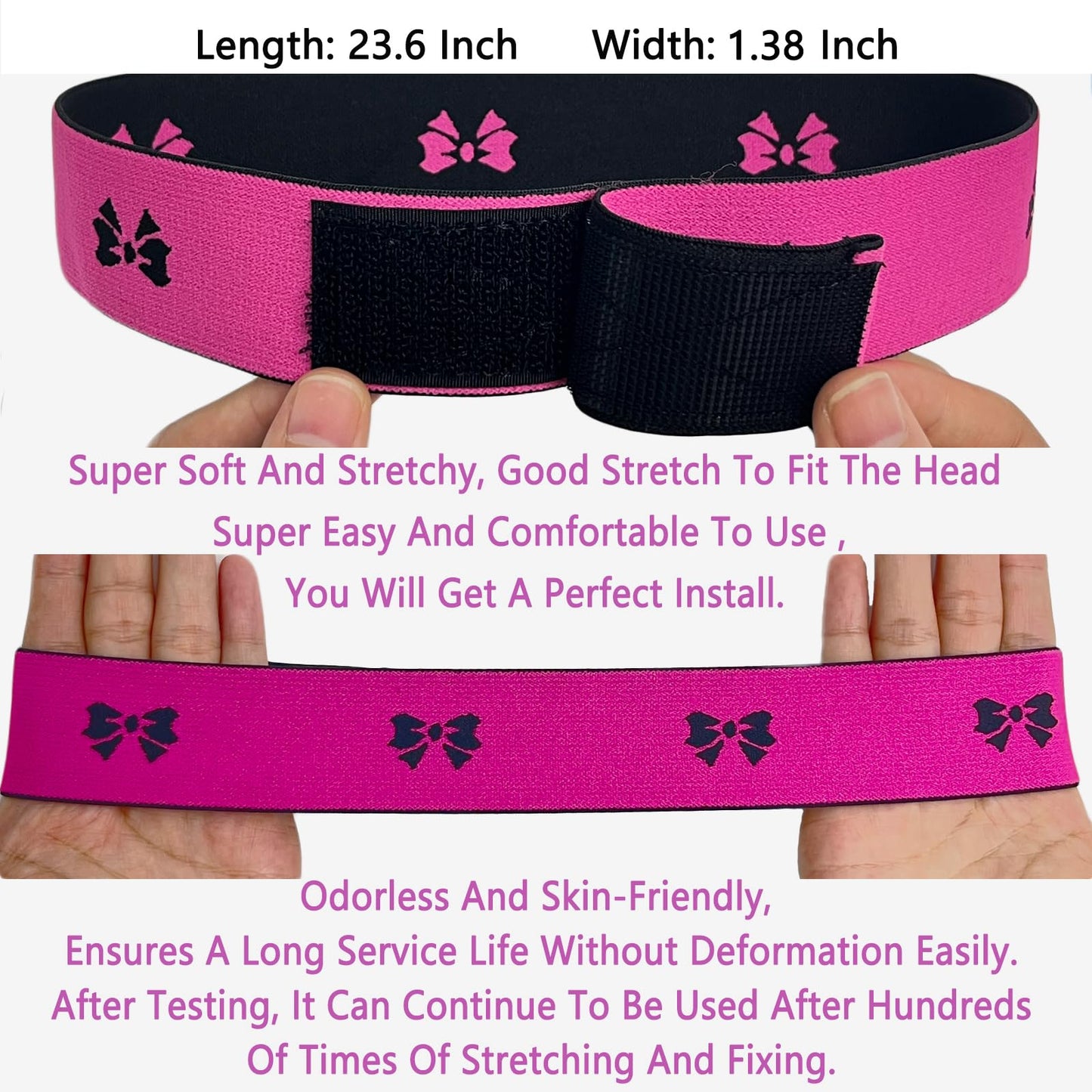 Elastic Wig Bands Set with Lace Melting Bands and Edge Wraps - Keep Lace Front Wigs in Place, Lay Edges (5 Piece Set, Pink Bow)