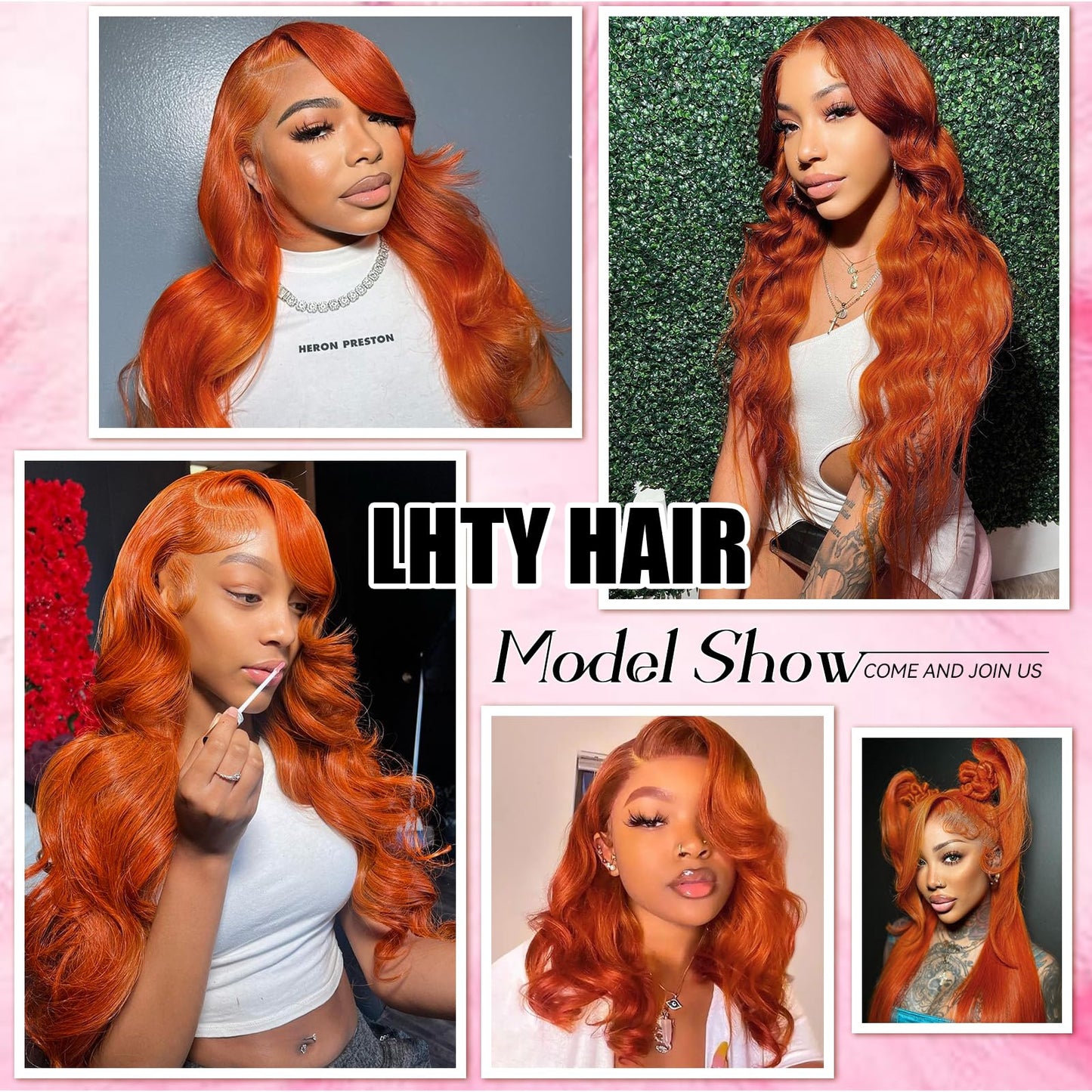 Ginger Wigs Human Hair Pre Plucked Body Wave 13x6 HD Lace Frontal Wigs 200% Density 350# Ginger Orange Colored Wigs for Women Lace Front Wigs Human Hair 24 Inch