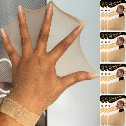 BEEOS Skinlike Real HD Wig Cap for Women, 24 Pieces Ultra-thin Invisible Brown Sheer Caps for Lace Front Wig Stretchy Stocking Wig Caps Wholesale