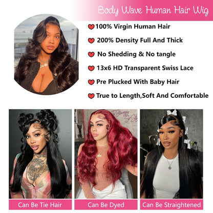 18 Inch 13x6 Lace Front Wigs Human Hair Body Wave HD Lace Front Wigs Human Hair Pre Plucked Glueless Wigs Human Hair Pre Plucked Lace Frontal Wigs Human Hair for Women