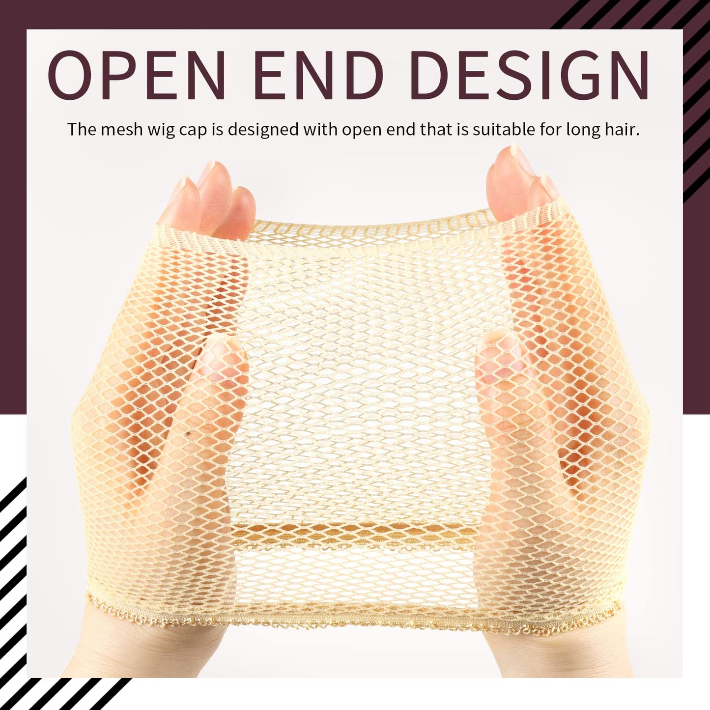 FANDAMEI Wig Caps Net, 4PCS Wig Caps Mesh Net Open End, Light Brown Wig Cap for women, Nylon Mesh Wig Caps Net, Strength Wig Cap Light Brown