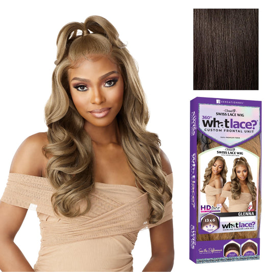 Sensationnel What Lace 13X6 Wigs - Glenna Lacefrontal Hand Tied Glueless Synthetic With Natural Density Preplucked Hairline (2 DARKBROWN)