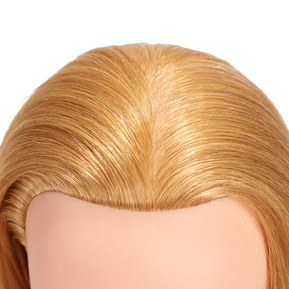 20-22" 100% Human Hair Mannequin Head Training Head Cosmetology Manikin with Free Clamp Stand (Blonde)