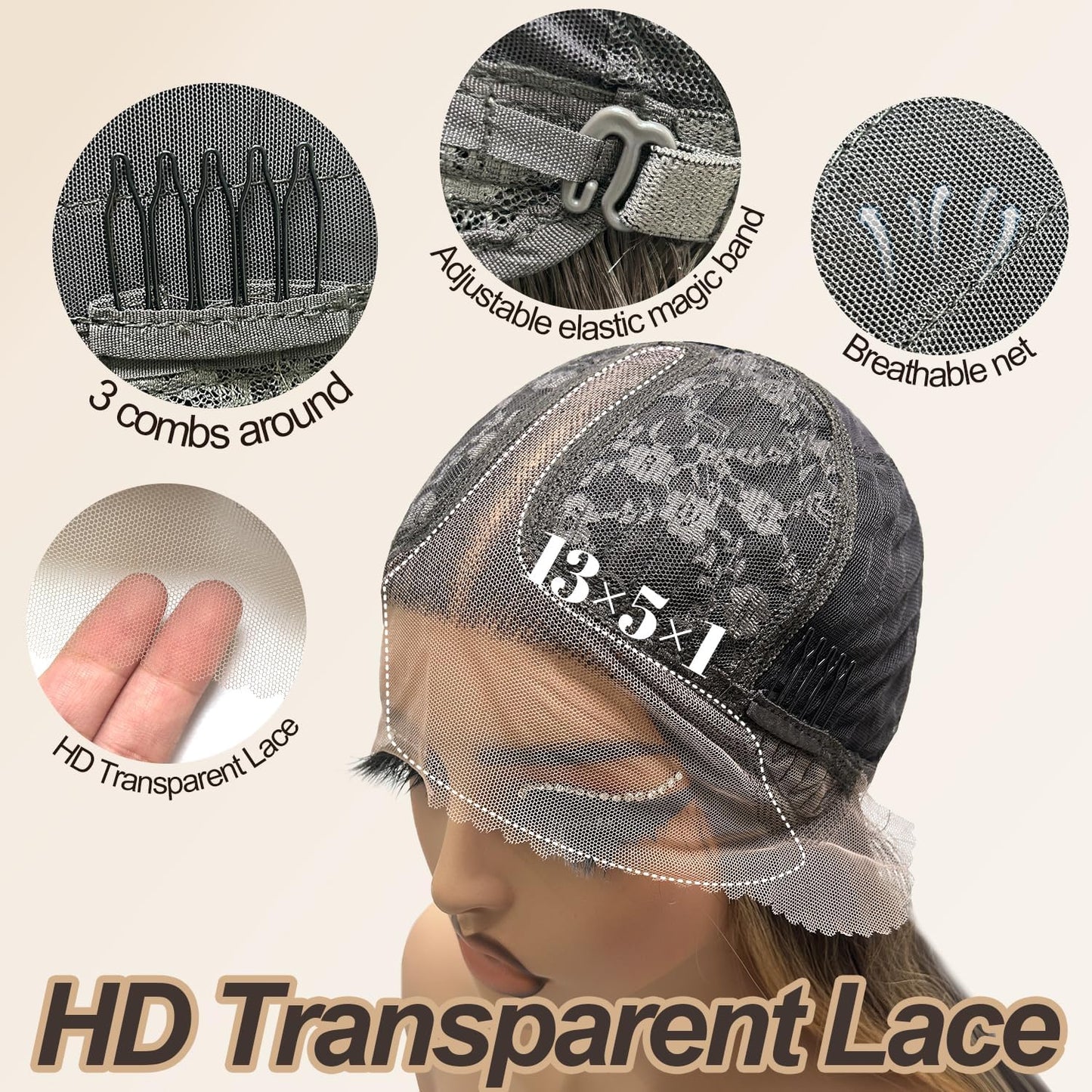 Glueless Synthetic Lace Front Wig 26 Inches Pre Plucked 13x5x1 Straight HD Lace Wigs for Black Women (4/27 Highlight, 26 Inch)