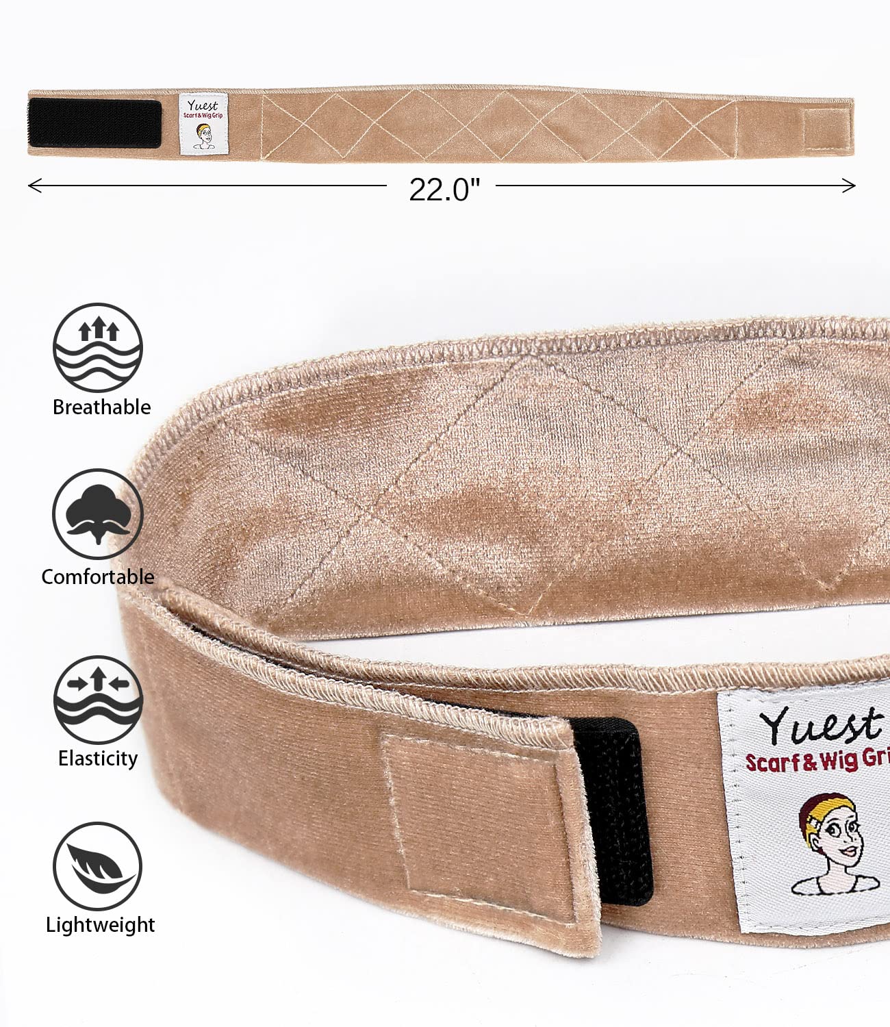 Yuest Wig Grip Headband No Slip Wig Gripper for Keeping Wigs in Place Edge Saver for Wig Adjustable Non Slip Wig Grip Band Velvet 2 Pack