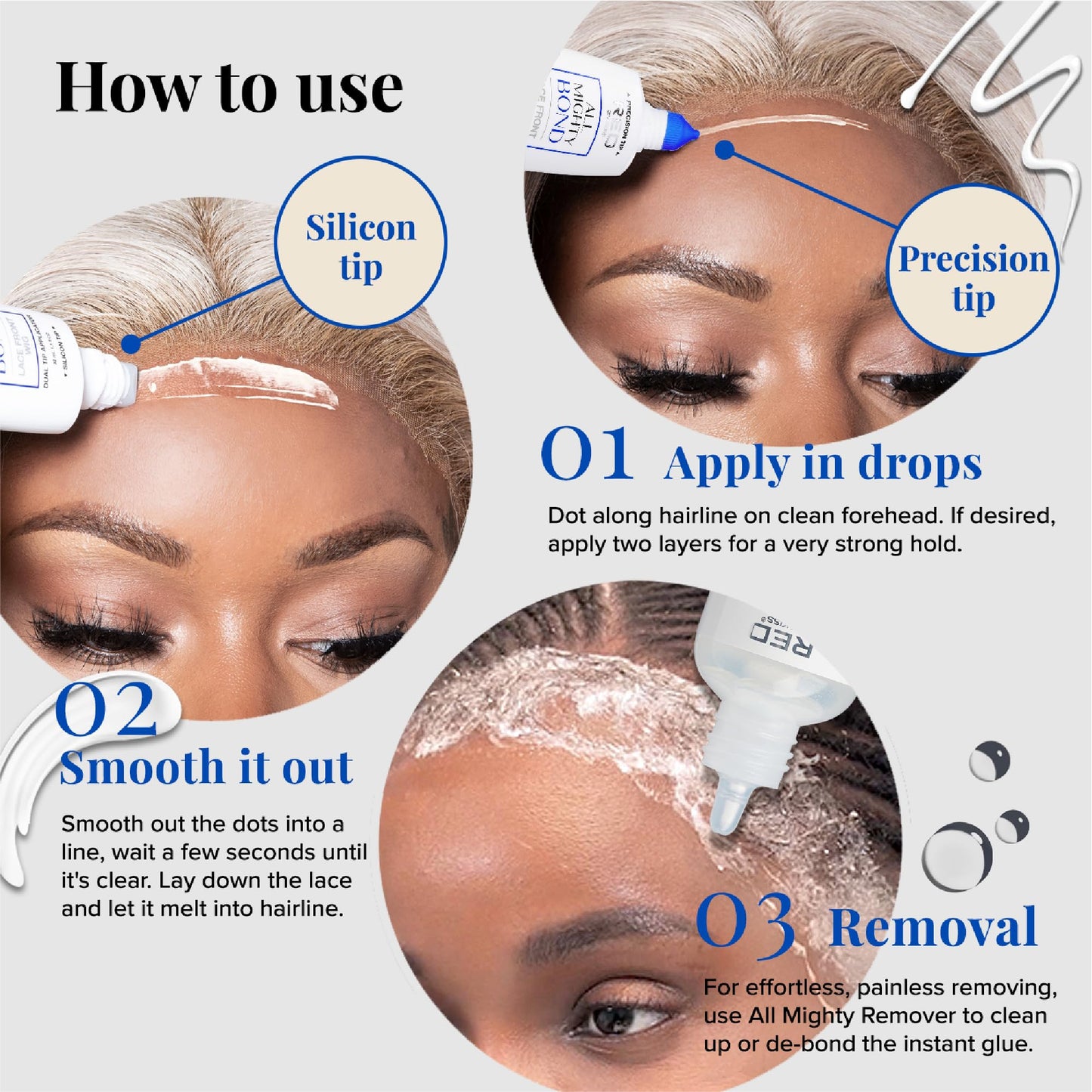 Red by Kiss All Mighty Bond Lace Front Wig Glue, Dual Tip Applicator, Instant Drying, Water Resistant, Strong Hold for Wigs, Frontals, Toupees, Safe for Sensitive Skin