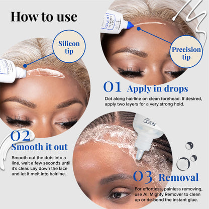 Red by Kiss All Mighty Bond Lace Front Wig Glue, Dual Tip Applicator, Instant Drying, Water Resistant, Strong Hold for Wigs, Frontals, Toupees, Safe for Sensitive Skin