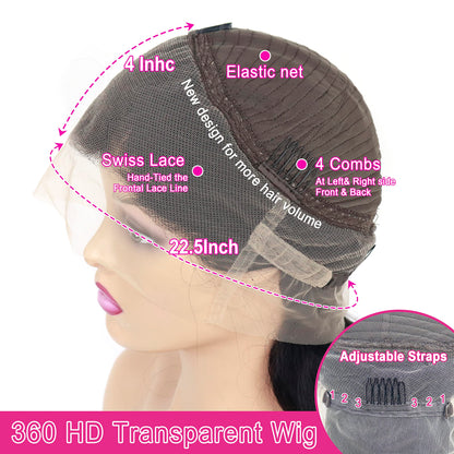 Aaliweya 360 Body Wave Lace Front Wig Human Hair 20 inch 360 HD Full Lace Frontal Wigs Human Hair Wig for Black Women 180 Density Glueless Frontal Wigs Can Make Bun And High Ponytail