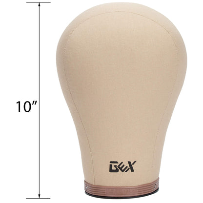 GEX 20"-24" Cork Canvas Block Head Mannequin Head Wig Display Styling Head With Mount Hole (Light Brown, 22")